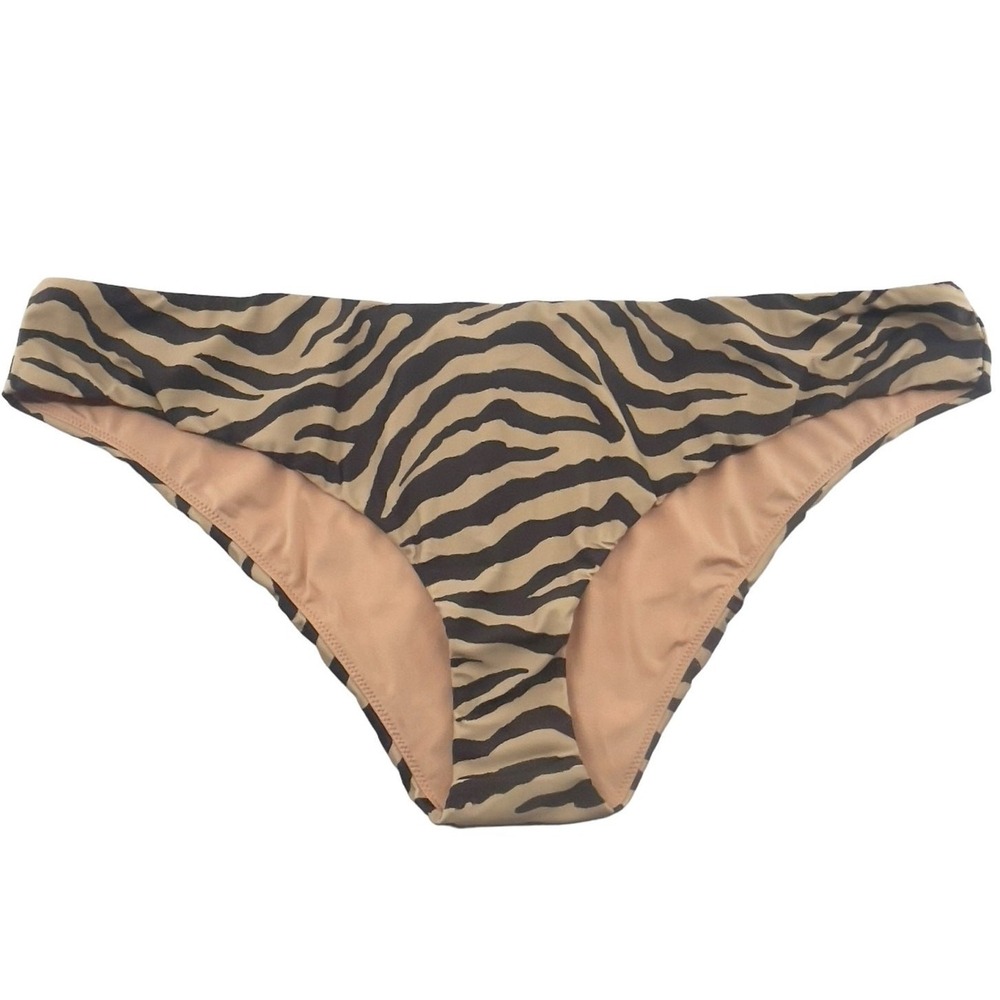 J Crew Curved Waist Bikini Bottom Zebra Stripe‎ Cheeky Swim Plus Sz 3X BK547 New